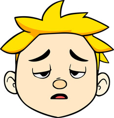 cartoon facial expression of a boy with yellow hair