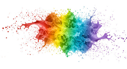 Fototapeta premium Dynamic rainbow paint splash vibrant colors against white backdrop