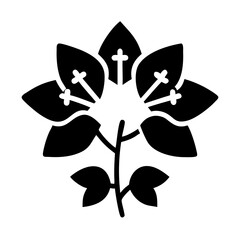 Elegant Floral Silhouette with Bold Petals and Stem, Minimalist Graphic Style