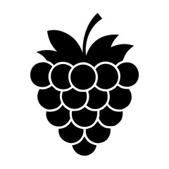 Stylized Black Raspberry Illustration in Silhouette with Multiple Berry Clusters