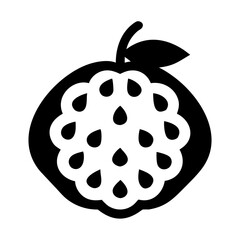 Stylized Silhouette of a Passion Fruit with Seeds and Leaf Detail