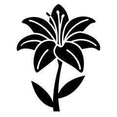 Bold Black and White Silhouette of a Lily Flower Blossom