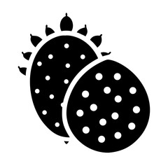 Two Soursop Fruits with Spikes and Spots in Black and White Icon
