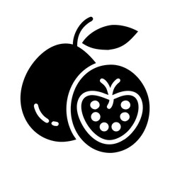 Silhouette vector image of a sliced passion fruit with leaves