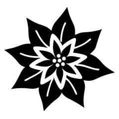 Obraz premium Monochrome Poinsettia Flower Illustration with Detailed Petal Design for Holiday Season