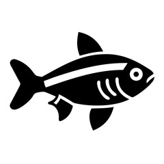 Simple Black and White Illustration of a Fish Swimming Underwater Marine Life