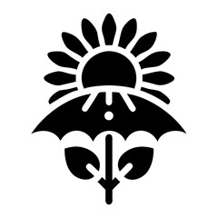 Umbrella protects the flower from the sun's radiation, a shield for nature