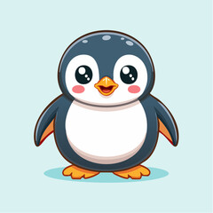 Obraz premium Chibi-Pinguin – niedliches Cartoon-Tier im Kawaii-Stil als Vektorillustration
