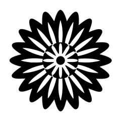 Monochrome Flower Pattern with Layered Petals in Geometric Design and Symmetry