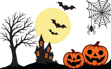 Halloween Spooky Nighttime. Vector illustration.