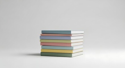 Stack of Pastel Colored Books on White Background - Education and Knowledge Concept