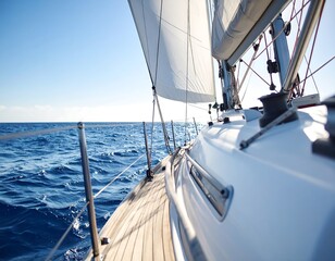 Sailing yacht on a sunny ocean