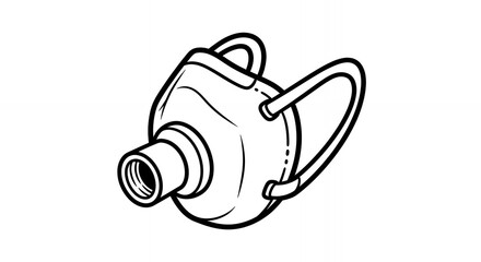 Obraz premium Detailed Black and White Line Art of a Protective Medical Respirator Mask Design for Healthcare and Safety, Minimalist Style, Isolated Illustration with Clean Lines and Precise Outline, hand, drawn