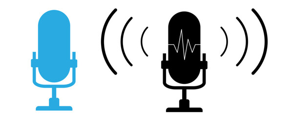 Microphone vector icon, podcast symbol. Mic simple pictogram, radio music flat pictogram