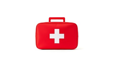 Obraz premium A red first aid kit with a white cross, representing emergency medical care. 