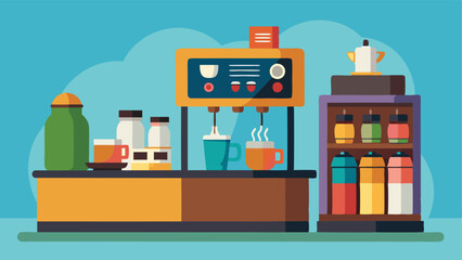 A sleek selfserve coffee station offers a variety of specialty drinks.