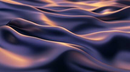 Fototapeta premium Abstract close-up of rippling, dark-purple fabric, highlighted with warm-gold light