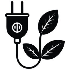 Ecofriendly electrical energy solution with a plant connected to an electrical plug
