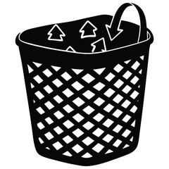 Recycle bin illustration with arrows inside symbolizing recycling process and bin