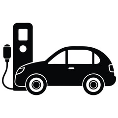 Electric car is charging on charger, representing the future of vehicles
