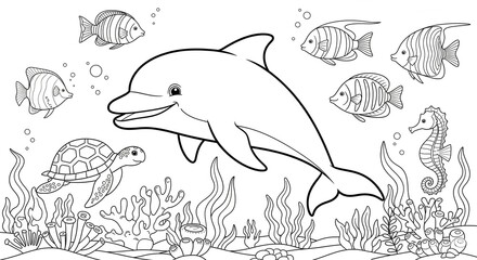 Obraz premium Ausmalbild Unterwasserwelt
