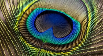 Mesmerizing Peacock Feather Up Close: A Vivid Display of Iridescent Colors and Intricate Natural Beauty