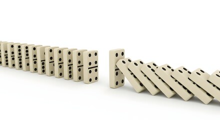 Unstoppable Momentum: Dominos Falling, Illustrating Cascade Effect, Chain Reaction, and Cause and Effect for Business Concepts and Problem Solving