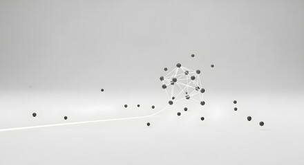 Abstract Network of Connected Spheres on a White Background, Illustrating Concepts of Data Flow, Interconnectivity, and Digital Innovation