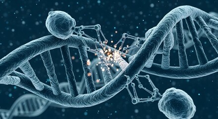 Futuristic DNA Strand Repair and Gene Editing Concept: Advanced Biotechnology for Genetic Engineering and Scientific Breakthroughs