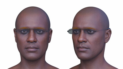 サングラスをかけた男性の顔アップ　3DCGレンダリング