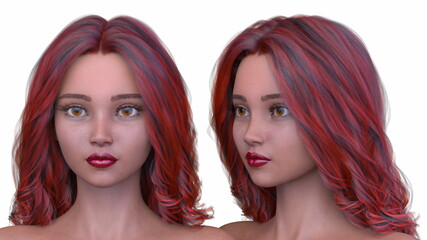 Obraz premium 女性の顔アップ 3DCGレンダリング