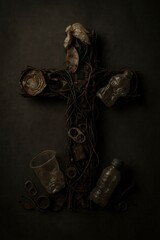 Cross Made of Trash – Symbolic Environmental Art Statement