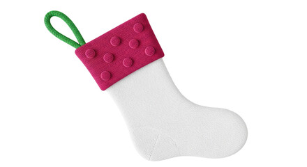 Isolated White Christmas Stocking with Red Dots on White Background