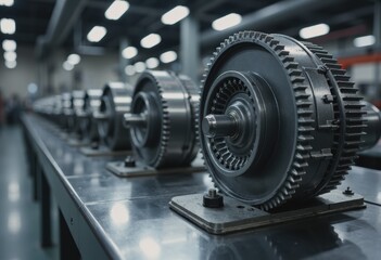 Fototapeta premium Power plant maintenance facility featuring turbine repair equipment