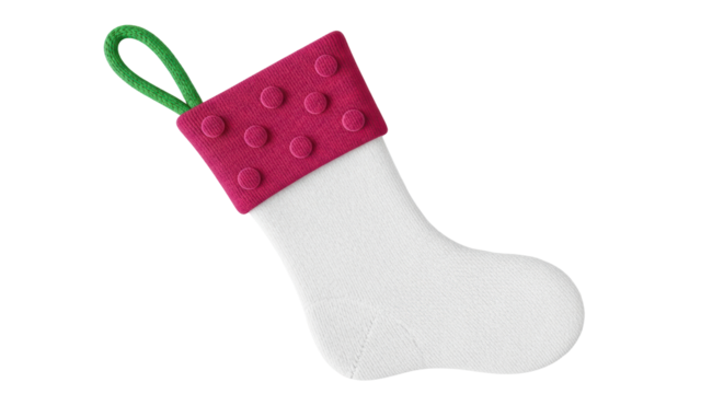 Isolated White Christmas Stocking with Red Dots on White Background