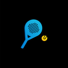 Editable padel racket and ball vector