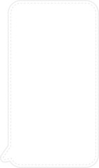 破線のついた縦長長方形の吹き出し。破線が内側に沿っている。角丸でシンプル。使いやすい。