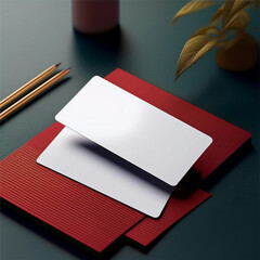 Corporate stationery set mockup at color textured paper background.