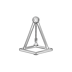 Hand drawn pendulum on a pyramid frame for a physics experiment