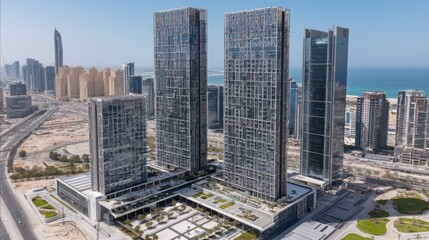 Modern high rise buildings in a city