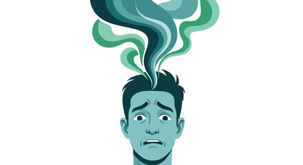 Confused or Stressed Mind: Person with Swirling Clouds Above Head