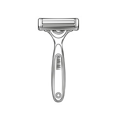 Detailed line drawing illustration of a modern disposable razor