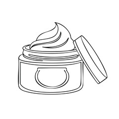 Cream Jar with Lid Open Illustration. Cosmetic skin care jar with cream and lid.