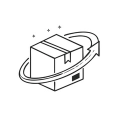 Package return or reorder service icon with circular arrow