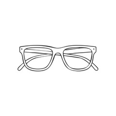 Fototapeta premium Eyeglasses outline illustration shows simple design for vision or fashion with rounded frames and arms