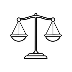 Simple outline drawing of a balance scale, symbolizing justice, law, and equilibrium.
