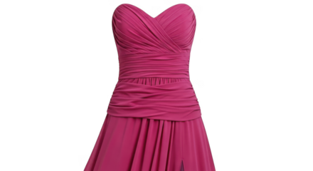Elegant magenta strapless gown isolated on transparent background for a special occasion