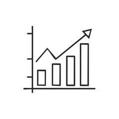 Hand drawn business growth chart with upward trend arrow showing progress and financial improvement