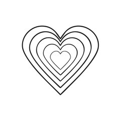 Nested hearts in line art illustration for Valentine's Day designs