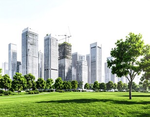 Obraz premium Modern city with lush green spaces